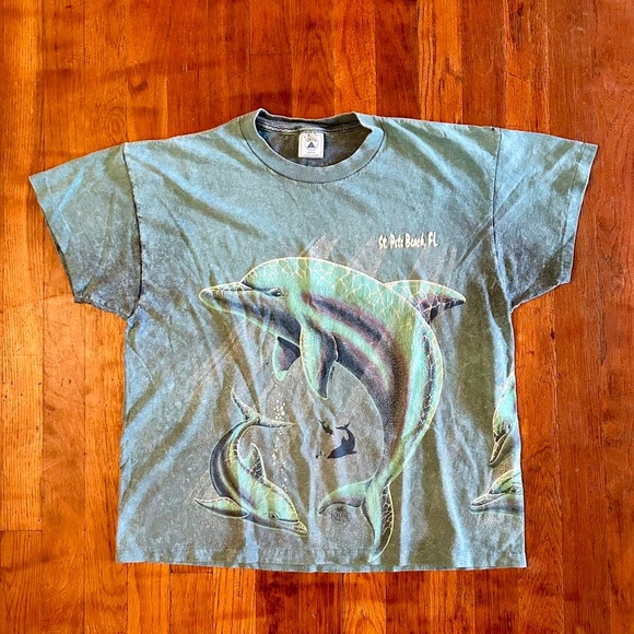 White Pine Island Florida Dolphin Cotton T-Shirt by HL Miller main image 1